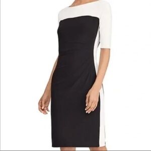 Chaps Black and White Bodycon Midi Dress
